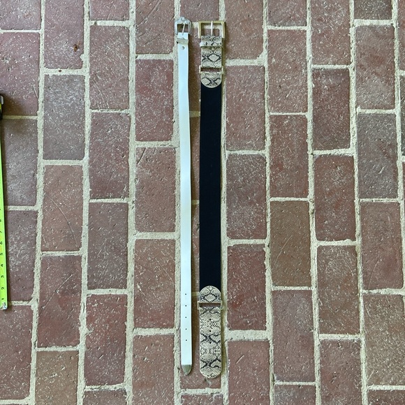 Bundle of 2 Belts/Macy’s Black Faux Snakeskin/ Target White Western - Picture 5 of 13